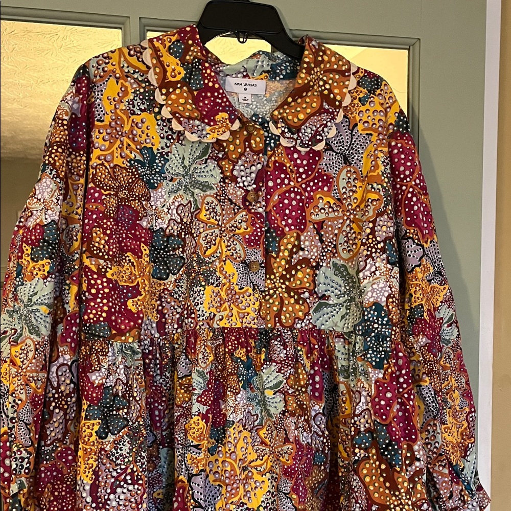 Kika Vargas Multicolor Floral Patchwork Dress